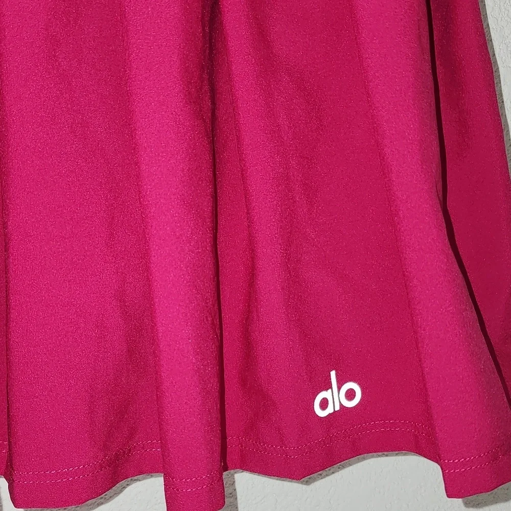 ALO Yoga Varsity Tennis Magenta Crush Pink Pleated Mini Skirt Skort Size Small